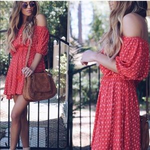 Of the shoulder dress- RED